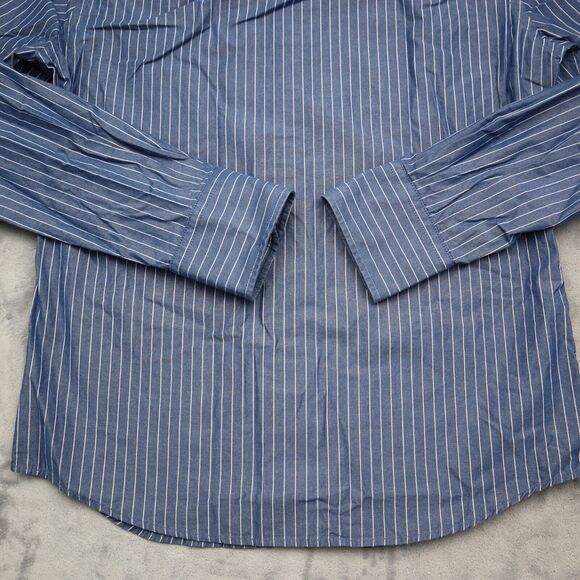 Hollister Button Up Shirt Mens Medium M Blue White Stripes Dress Preppy Work - Picture 14 of 16